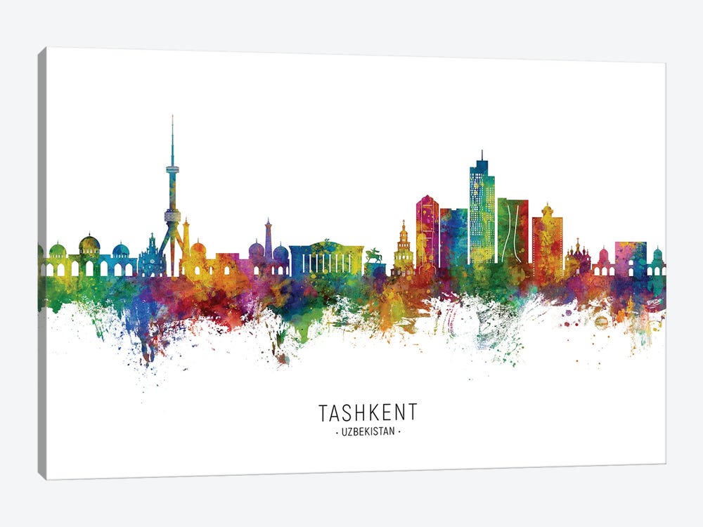 Tashkent Uzbekistan Skyline City Name by Michael Tompsett 1-piece Canvas Art