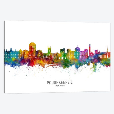 Poughkeepsie New York Skyline City Name Canvas Print #MTO3489} by Michael Tompsett Canvas Art Print