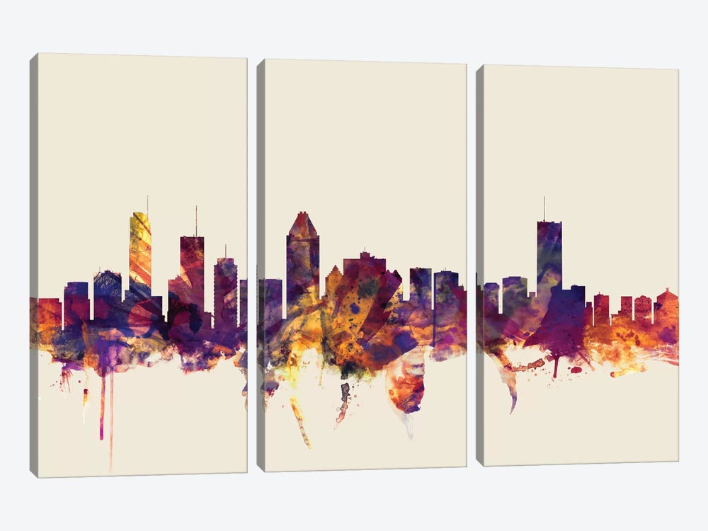 Montreal, Canada On Beige by Michael Tompsett 3-piece Canvas Print
