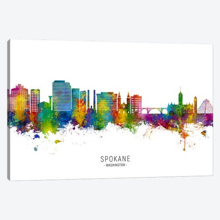Spokane Washington Skyline City Name Canvas Print #MTO3493} by Michael Tompsett Canvas Wall Art