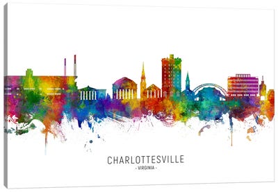 Charlottesville Skyline City Name Canvas Art Print - Virginia Art