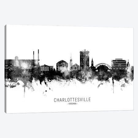 Charlottesville Virginia Skyline Name Bw Canvas Print #MTO3496} by Michael Tompsett Art Print