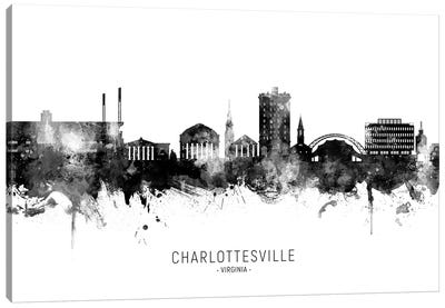 Charlottesville Virginia Skyline Name Bw Canvas Art Print - Virginia Art