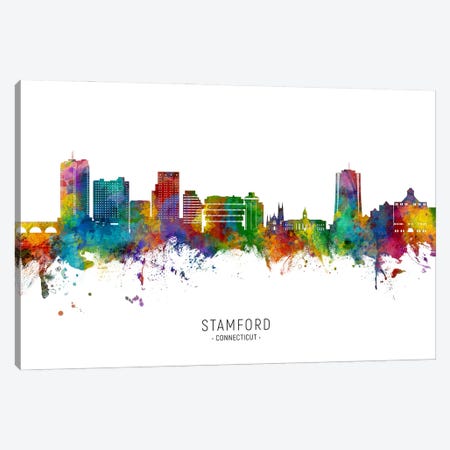 Stamford Connecticut Skyline City Name Canvas Print #MTO3499} by Michael Tompsett Canvas Artwork