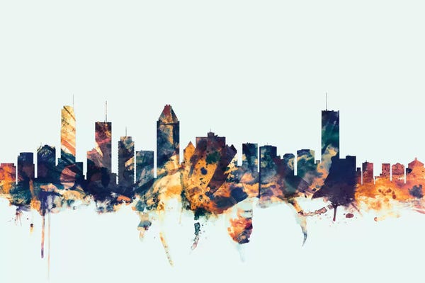 Montreal: Montreal, Canada On Blue by Michael Tompsett