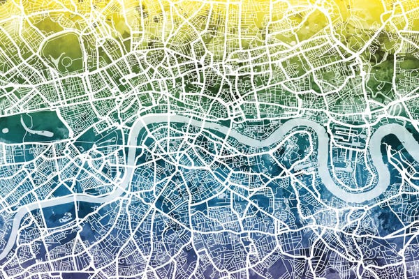 London Maps: Gradient Map Of London, England, United Kingdom by Michael Tompsett
