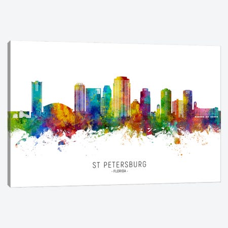 St Petersburg Florida Skyline City Name Canvas Print #MTO3501} by Michael Tompsett Canvas Wall Art