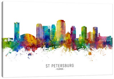 St Petersburg Florida Skyline City Name Canvas Art Print