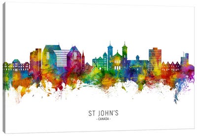 St Johns Canada Skyline City Name Canvas Art Print