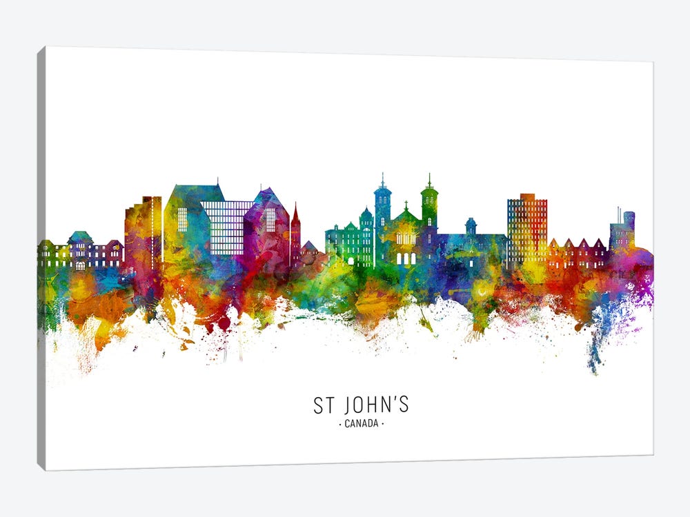St Johns Canada Skyline City Name by Michael Tompsett 1-piece Canvas Print