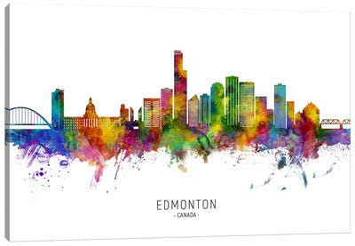 Edmonton Canada Skyline V2 City Name Canvas Art Print