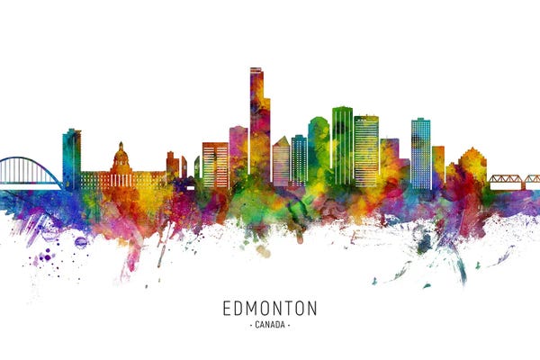 Alberta: Edmonton Canada Skyline V2 City Name by Michael Tompsett