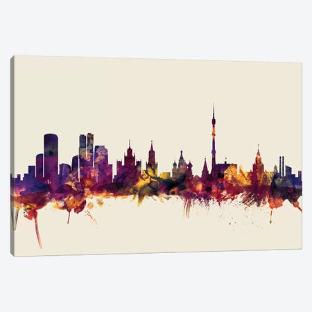 Moscow, Russian Federation On Beige Canvas Print #MTO350} by Michael Tompsett Art Print