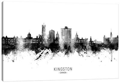 Kingston Canada Skyline Name Bw Canvas Art Print - Ontario Art