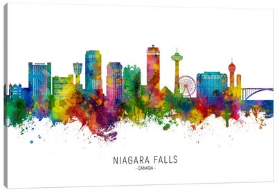 Niagara Falls Canada Skyline City Name Canvas Art Print - Natural Wonders