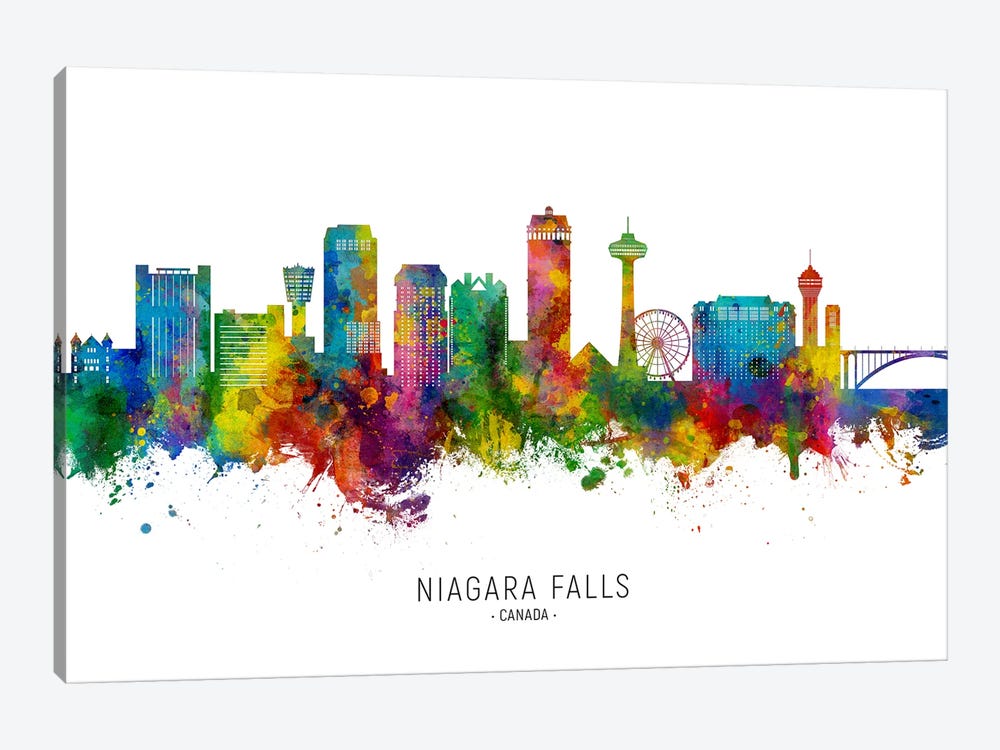 Niagara Falls Canada Skyline City Name by Michael Tompsett 1-piece Canvas Art Print