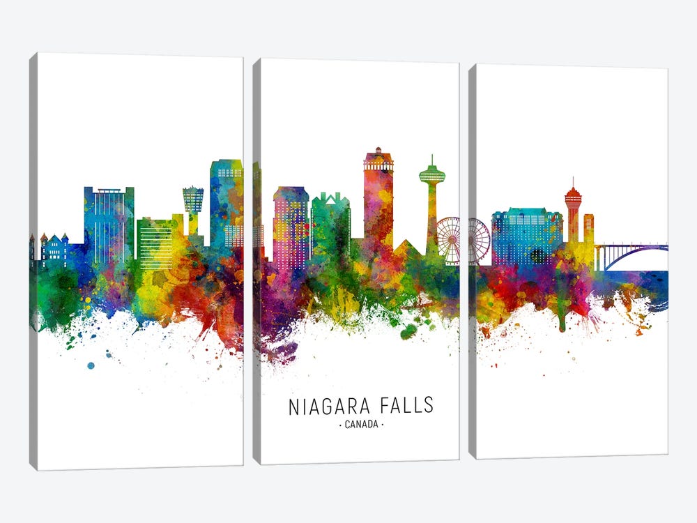 Niagara Falls Canada Skyline City Name by Michael Tompsett 3-piece Art Print