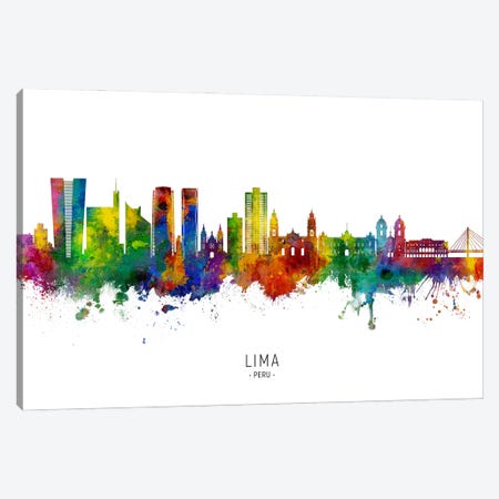Lima Peru Skyline City Name Canvas Print #MTO3513} by Michael Tompsett Canvas Art Print