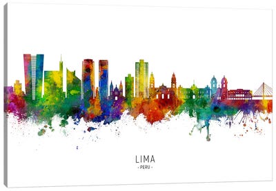 Lima Peru Skyline City Name Canvas Art Print