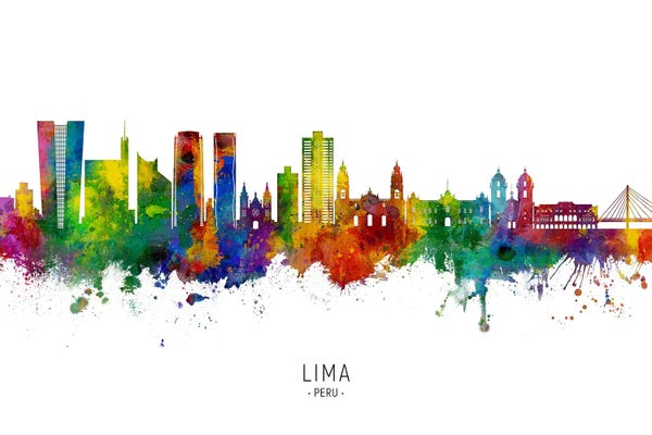 Michael Tompsett: Lima Peru Skyline City Name by Michael Tompsett
