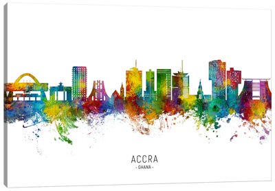 Accra Ghana Skyline City Name Canvas Art Print
