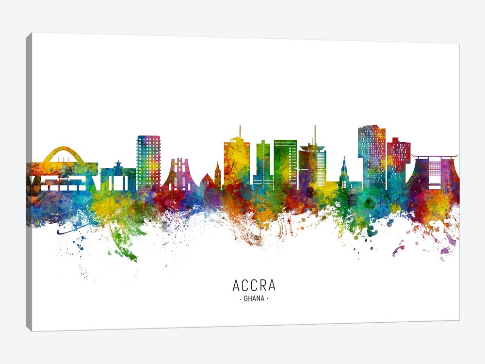 Accra Ghana Skyline City Name by Michael Tompsett 1-piece Canvas Print