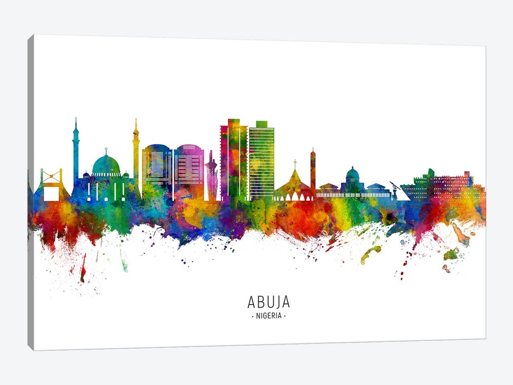 Abuja Nigeria Skyline City Name by Michael Tompsett 1-piece Art Print