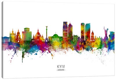 Kyiv Ukraine Skyline City Name Canvas Art Print - Kyiv Art