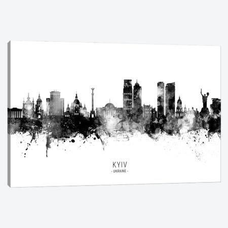 Kyiv Ukraine Skyline Name Bw Canvas Print #MTO3521} by Michael Tompsett Canvas Artwork