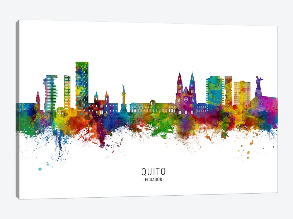 Quito Ecuador Skyline City Name by Michael Tompsett 1-piece Art Print