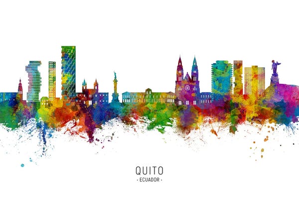 Ecuador: Quito Ecuador Skyline City Name by Michael Tompsett