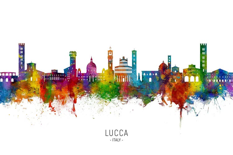 Lucca Italy Skyline City Name by Michael Tompsett wall art