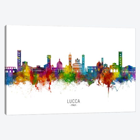 Lucca Italy Skyline City Name Canvas Print #MTO3523} by Michael Tompsett Canvas Art