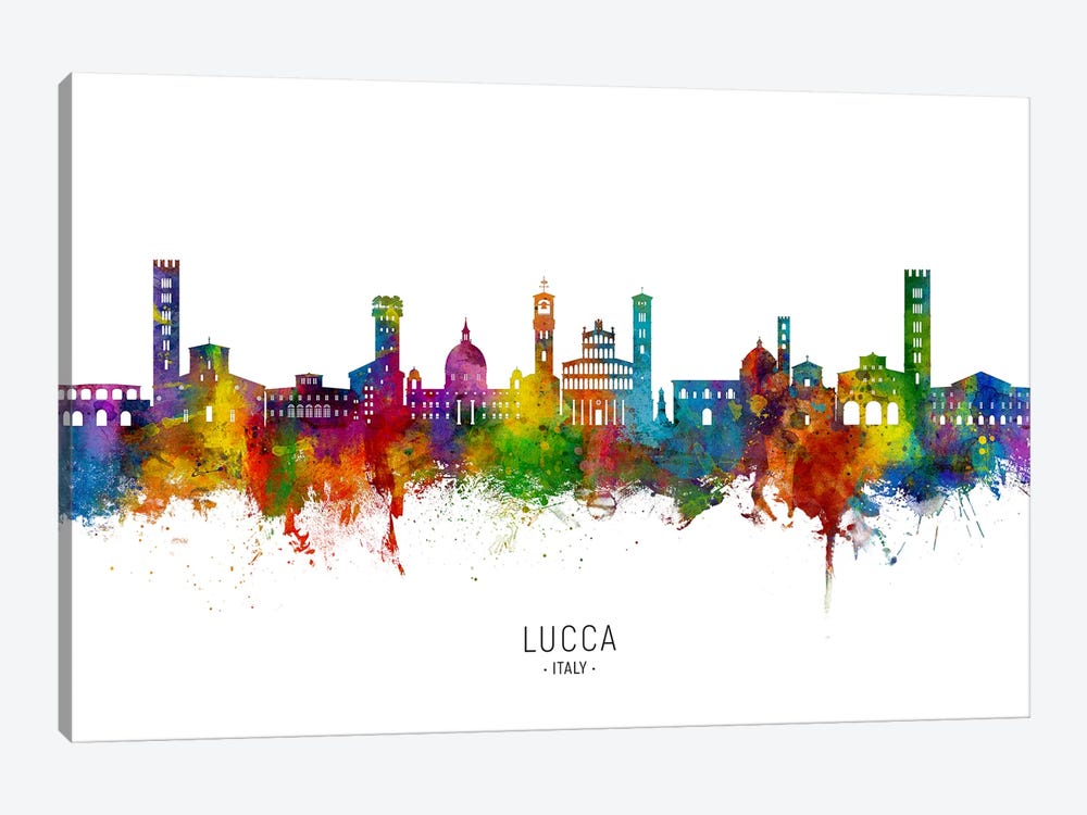 Lucca Italy Skyline City Name by Michael Tompsett 1-piece Canvas Wall Art