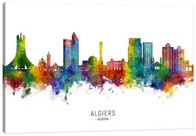 Algiers Algeria Skyline City Name Canvas Art Print - Algeria