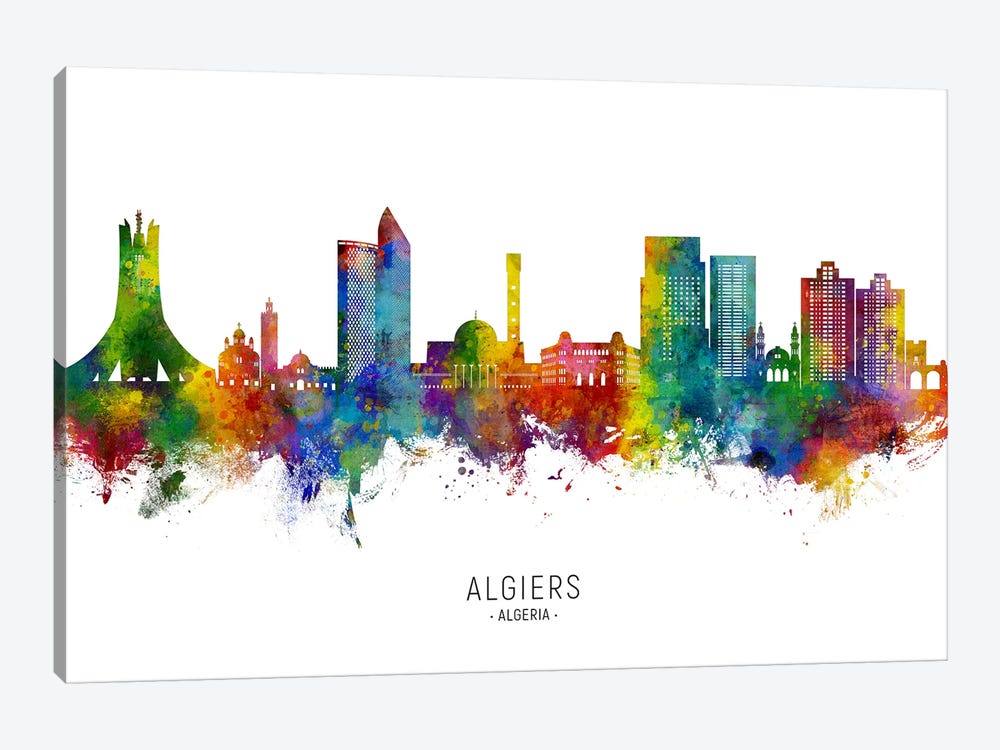 Algiers Algeria Skyline City Name by Michael Tompsett 1-piece Canvas Artwork