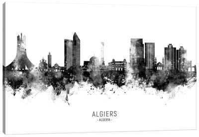 Algiers Algeria Skyline Name Bw Canvas Art Print - Algeria