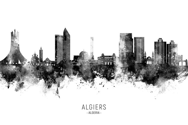 Algiers Algeria Skyline Name Bw