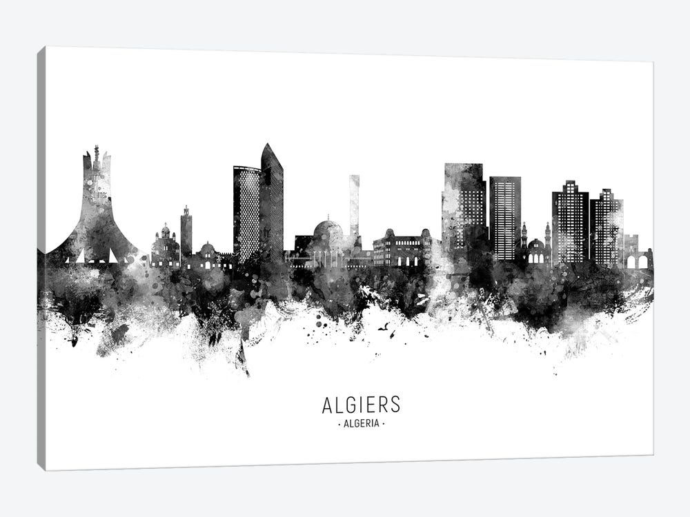 Algiers Algeria Skyline Name Bw by Michael Tompsett 1-piece Canvas Print