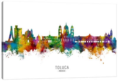 Toluca Mexico Skyline City Name Canvas Art Print - Mexico Art