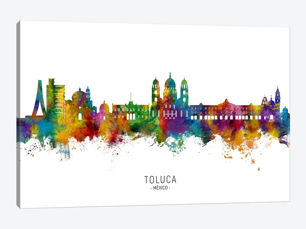 Toluca Mexico Skyline City Name by Michael Tompsett 1-piece Canvas Artwork