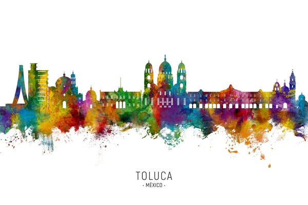 Mexico: Toluca Mexico Skyline City Name by Michael Tompsett