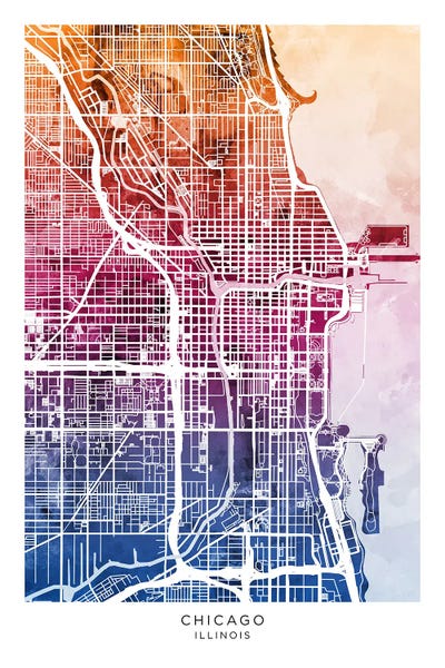 Chicago Maps: Chicago Map Bluepink by Michael Tompsett