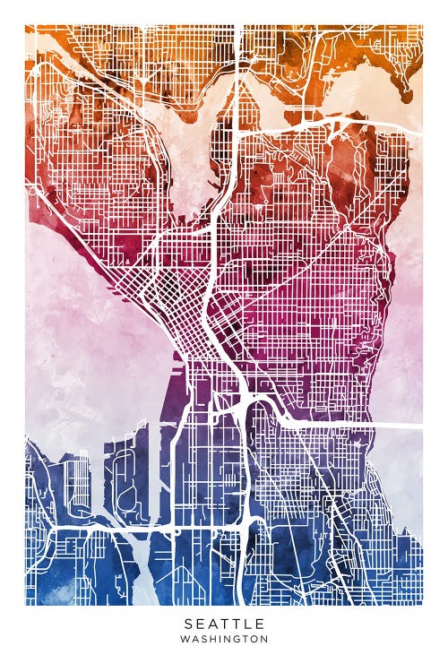 Seattle Map Bluepink