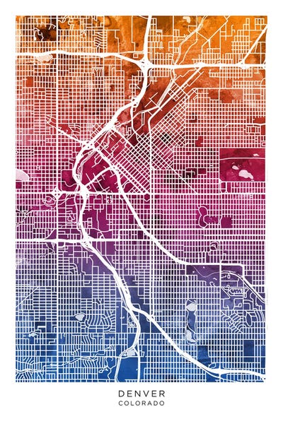 Denver: Denver Map Bluepink by Michael Tompsett
