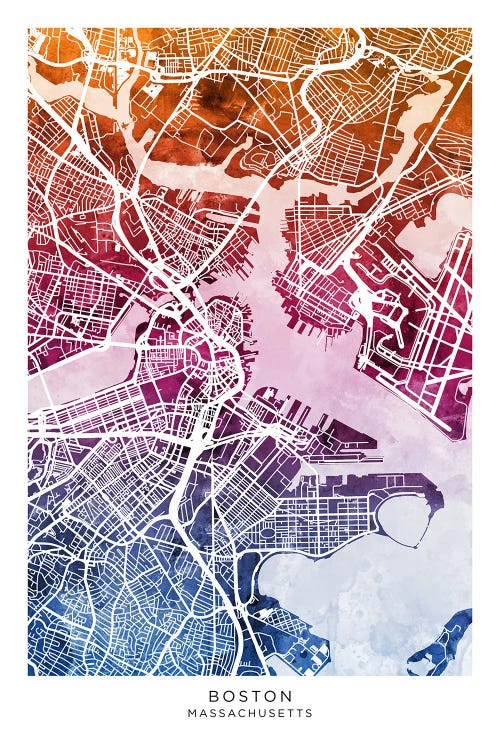 Boston Map Bluepink