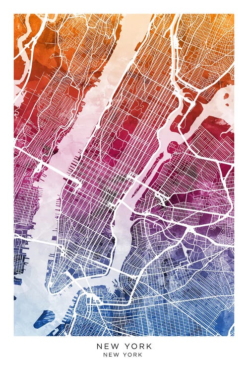 New York Map Bluepink