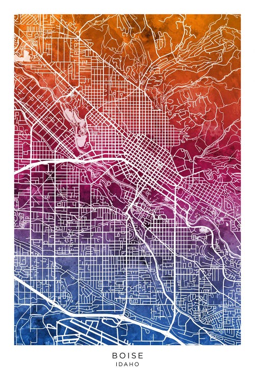 Boise Idaho Map Bluepink by Michael Tompsett wall art