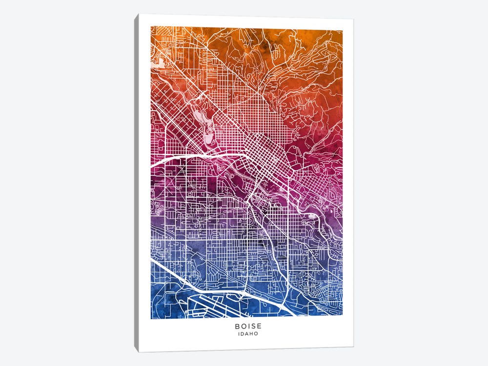 Boise Idaho Map Bluepink by Michael Tompsett 1-piece Canvas Artwork
