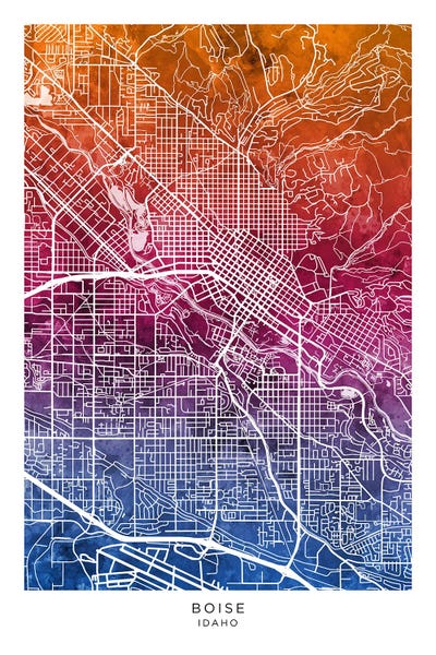 Idaho: Boise Idaho Map Bluepink by Michael Tompsett
